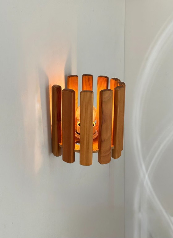 Image 1 of Vintage pine wall lamp, Sweden 1970