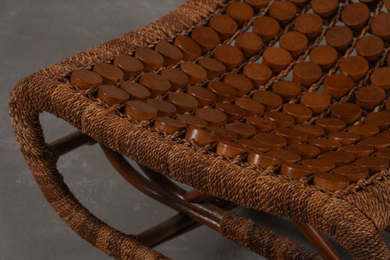 Image 1 of Fauteuil lounge vintage en bambou à dossier slingback, Allemagne années 1970
