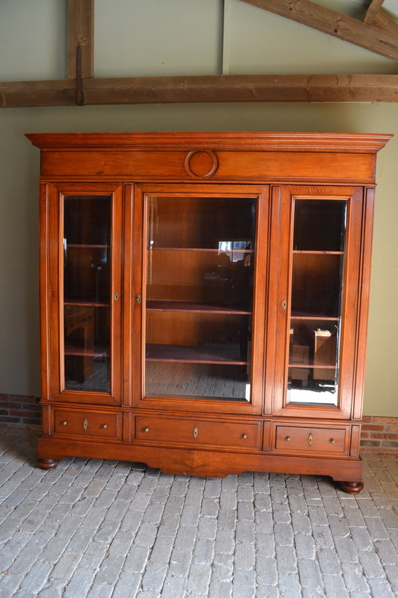Image 1 of Large Antique Mahogany Wooden Bookcase, Display Case