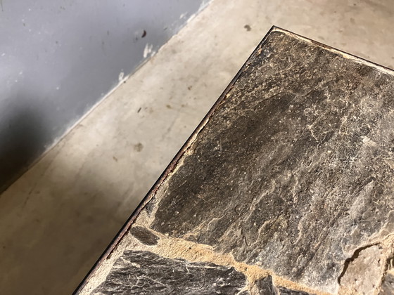 Image 1 of Brutalist coffee table side table slate planter