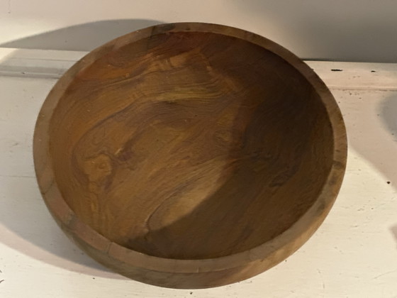 Large vintage solid wood bowl – Catchall – Centerpiece – 31 cm – Table accessories (photo 4 of 15)