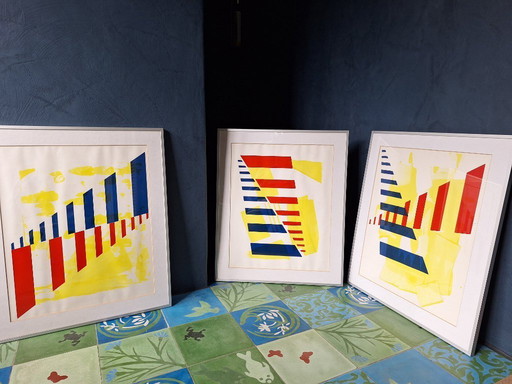 3 serigrafías de colores brillantes
