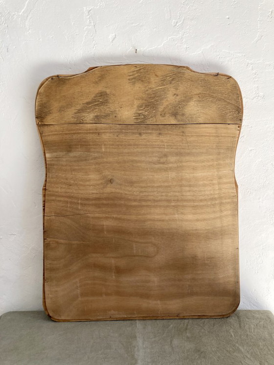 Image 1 of Art Nouveau mirror, curved wooden frame and cut glass