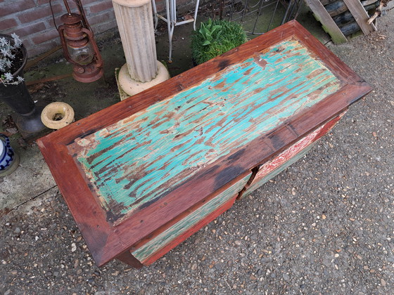 Image 1 of Meuble TV, Table d'appoint, Console en bois massif avec une surface de 100 x 40 cm. 100 x 40cm et 60cm Hoog