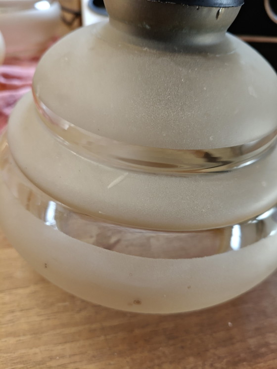 Image 1 of Suspension vintage en verre dépoli | Recâblée