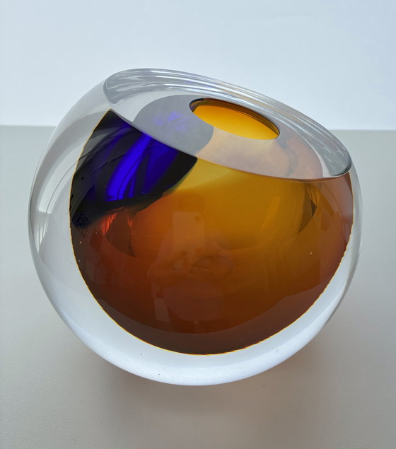 Image 1 of Objet en verre unique « AMBRE » de George Broft, 3,4 kilos