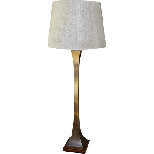 Vintage bronzen en mahonie vloerlamp van Stewart Ross voor Hansen Lighting, New York 1960