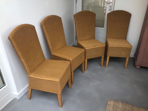4 chaises de salle à manger, Lloyd Loom, naturel