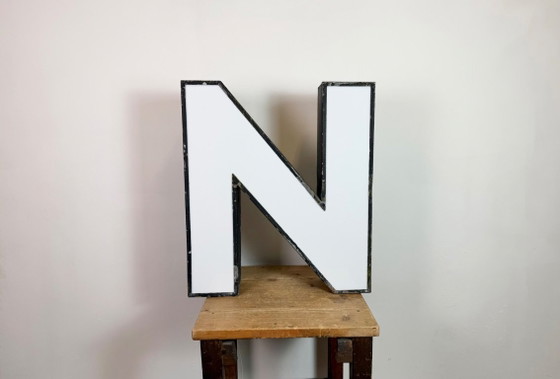 Image 1 of Large Vintage Illuminated Advertising Letter N , 1960s