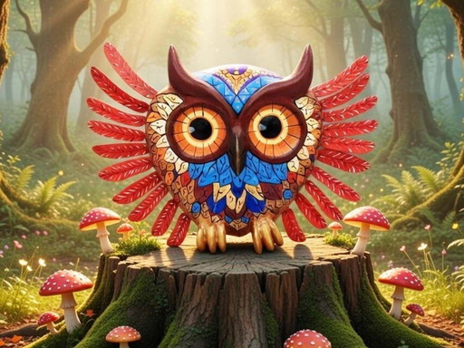 Fairytale owl. A unique figurine for the wall. Handmade by the artist