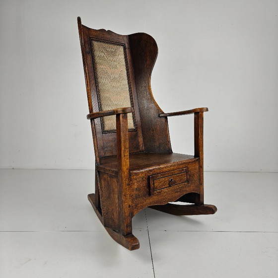Englischer Lammstuhl aus dem 19. Jahrhundert – gepolstert – Schaukelstühle, Wood (photo 3 of 7)