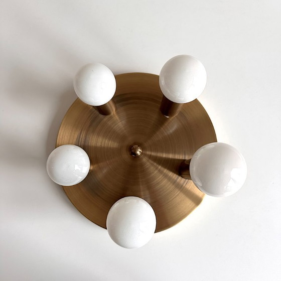 Image 1 of Lampe de plafond vintage Sölken Luminaires Flush Mount Laiton Brossé Mat 5-flamme Hollywood Regency