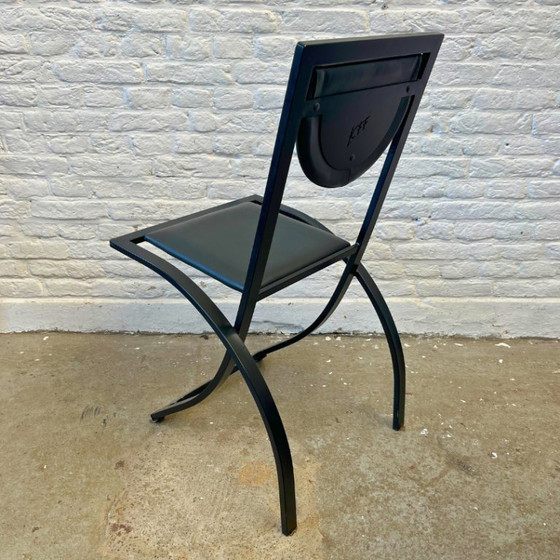 Image 1 of 4x KFF chaise design, acier noir - minimaliste / Memphis