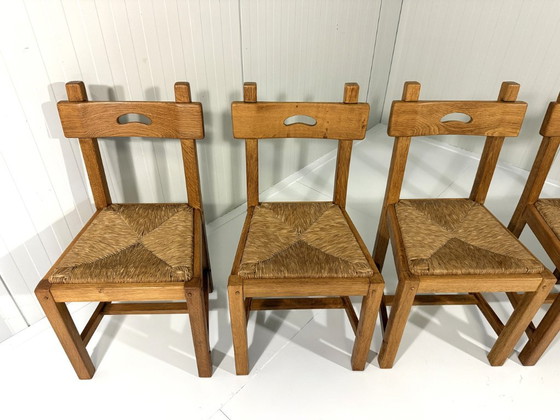6 X Rustieke Blonde Eiken Eetkamerstoelen 1960's – Wicker (photo 4 of 22)