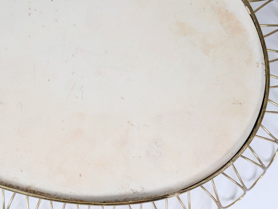 Image 1 of Midcentury Brass Oval Mirror in the Style of Josef Frank