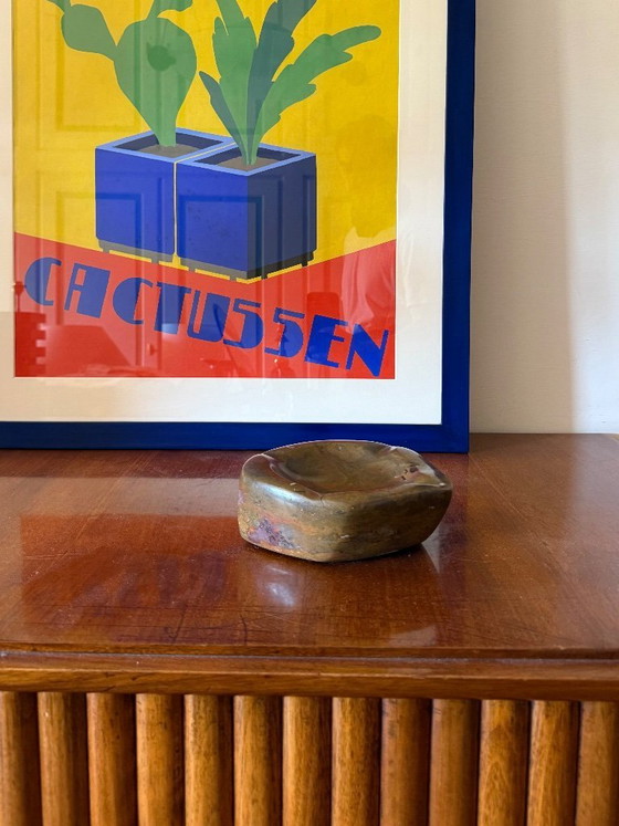 Image 1 of Luxury fossil brown marble ashtray bowl, France 1970s