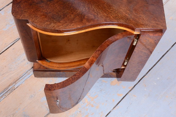 Par de mesitas de noche Art Déco restauradas, de madera de haya, de estilo polaco recuperado, Francia, (photo 12 of 19)