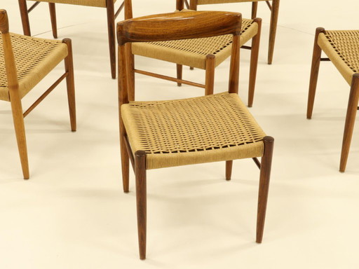Set of 6 Rosewood Dining Chairs by H.W.Klein for Bramin, Denmark, 1960s
