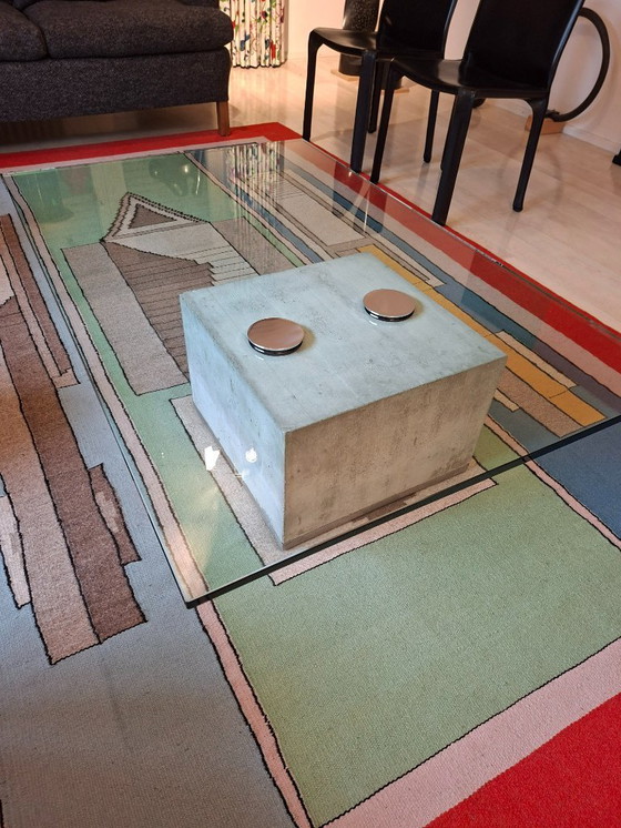 Image 1 of Tavolo in vetro con base in cemento di Sergio & Giorgio Saporiti per Saporiti