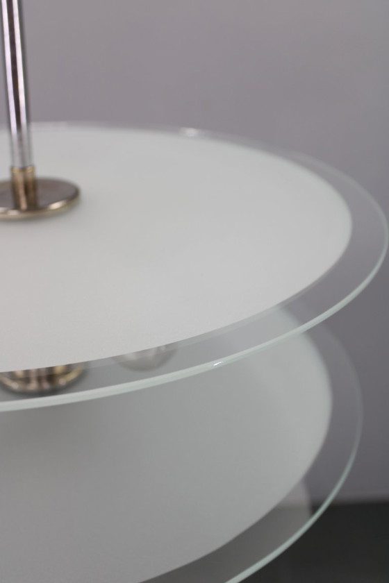 Image 1 of 1930s Bauhaus Chrome and Glass Chandelier, Czechoslovakia