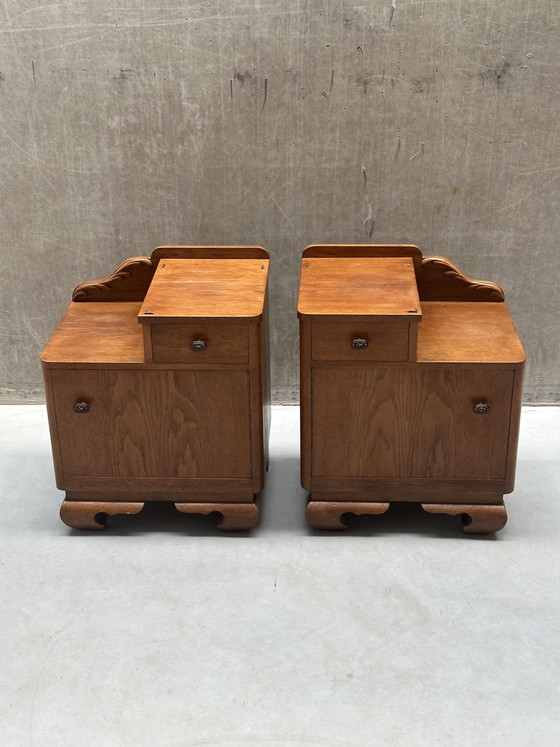 Image 1 of Juego de 2 mesitas de noche Art Déco / Art Nouveau