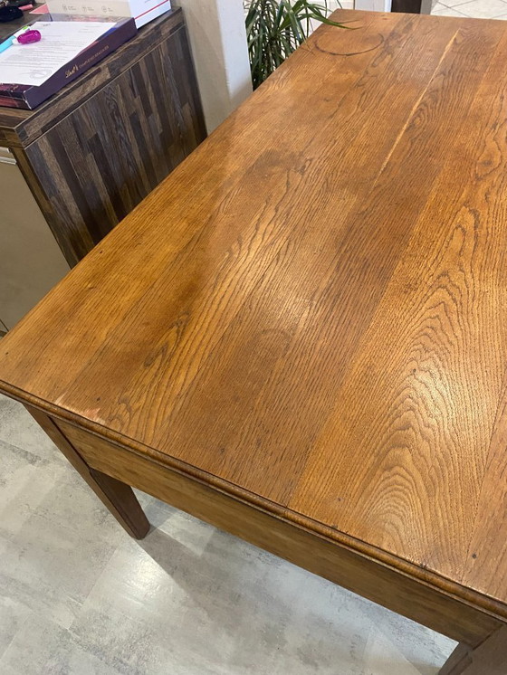 Image 1 of Scrivania a 5 cassetti in legno massello di rovere, 150x85cm, circa 1950