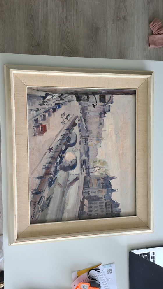 Image 1 of Jan Korthals (1916-1972) City view with bridge - signed