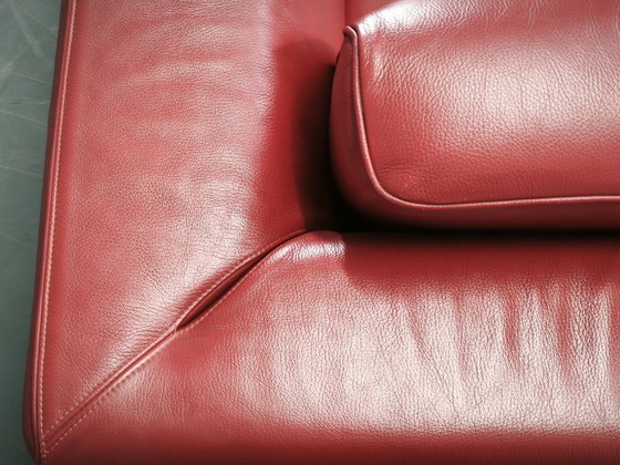 Wittmann Übergroßes rotes Leder Lounge Sofa, Österreich, 2000er, Sofagarnitur (Foto 6 von 19)