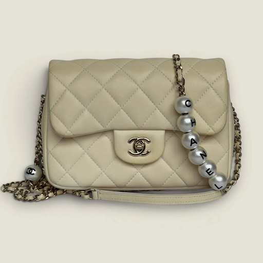 Chanel Small Quilted Lambskin My Precious Pearl Chain Flap