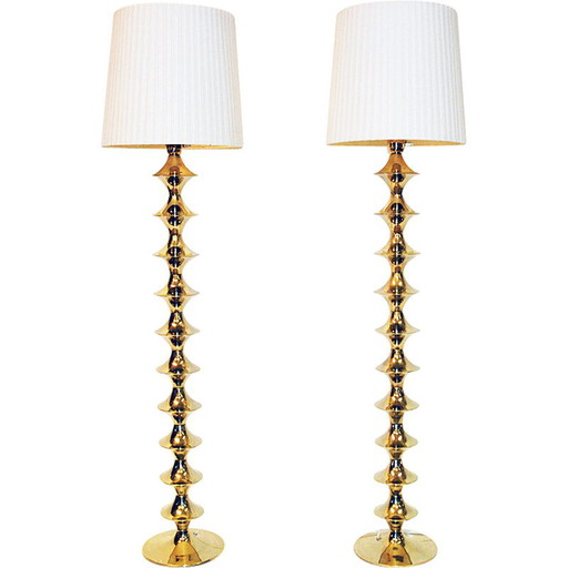Paar vintage messing vloerlampen van Elit AB, Zweden 1960