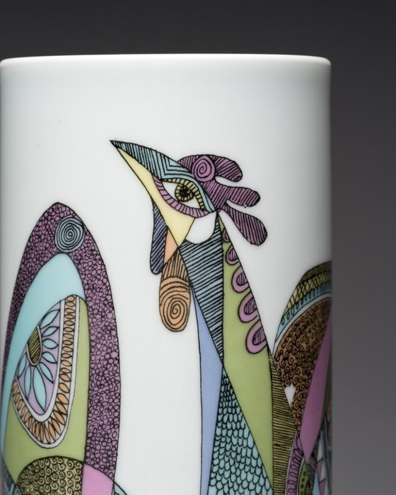 Image 1 of Rosenthal “Bulls” & “Roosters” Designer Vase Duo Cuno Fischer & Bjørn Wiinblad