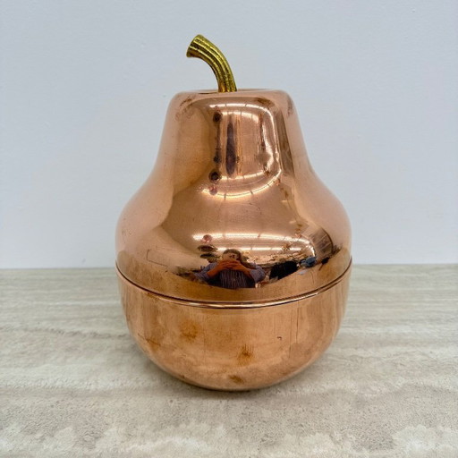 Secchiello per il ghiaccio vintage Raymor a forma di pera, in rame, per champagne e vino, Italia, anni '70.