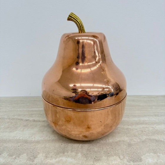 Image 1 of Secchiello per il ghiaccio vintage Raymor a forma di pera, in rame, per champagne e vino, Italia, anni '70.