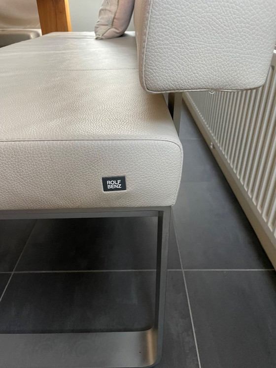 Image 1 of Banc de salle à manger Rolf Benz en cuir gris clair