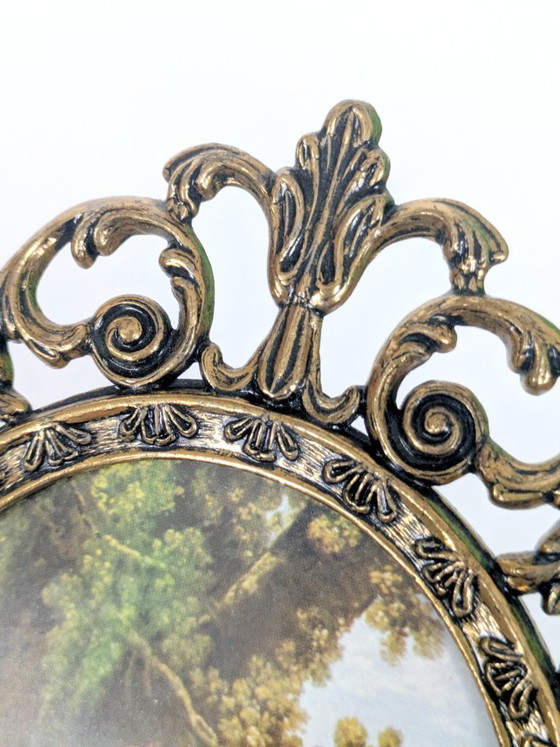 Image 1 of Set di 6 stampe d'arte vittoriane, cornice vintage in metallo dorato, Made in Italy, anni '70