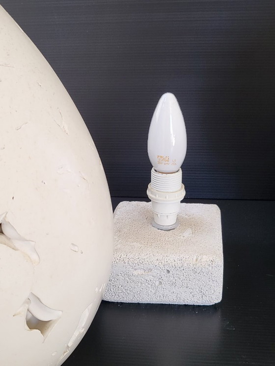 Image 1 of PAIRE DE LAMPES OEUF VINTAGE 1970 MYTHOLOGIE GRECQUE PLATRE PIERRE PONCE 70S