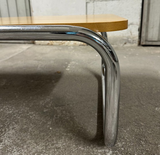 Image 1 of Set of 4 nesting coffee tables from the 70s in metal and solid oak