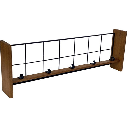 Vintage-Garderobe aus Metall und Holz, 1950