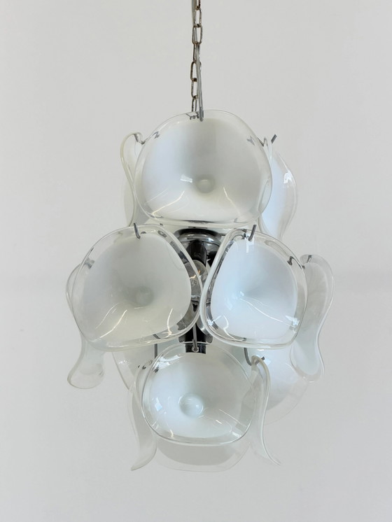 Gino Vistosi Murano Glass Chandelier with Glass Discs – Reading Lamp, Metal, Chrome, Italian Design (photo 6 of 13)