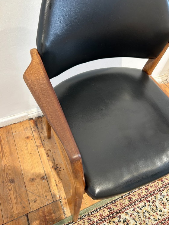 Fauteuil Wilkhahn, design du milieu du siècle, années 1960, avec étiquette – Wood, Leather (photo 5 of 8)