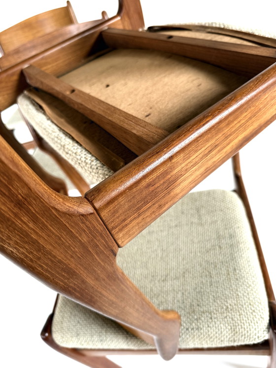 Image 1 of 4x Vintage Deense Teakhouten Eetkamerstoel ‘60