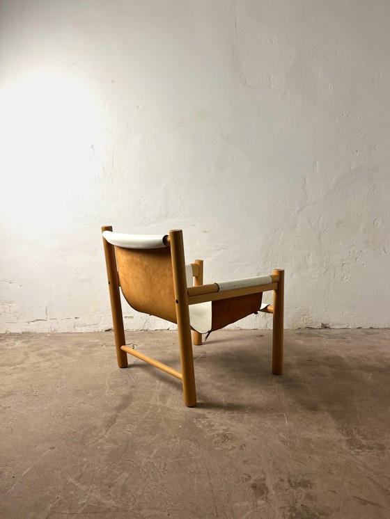Image 1 of Fauteuil Safari cuir blanc par Ibisco, Italie, 1970