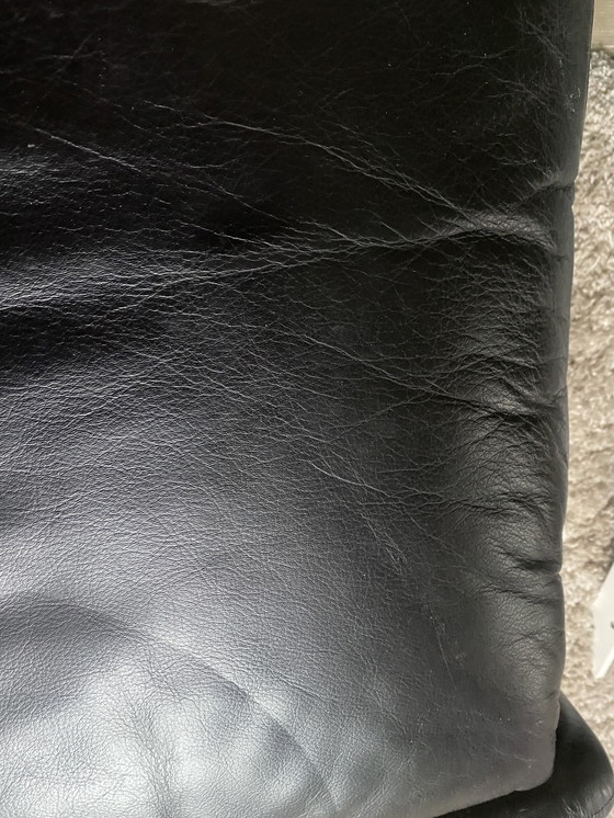 Image 1 of Set di divani in pelle nera composto da 3 pezzi Cassina Maralungo composto da 2 posti, 1 posto e poggiapiedi