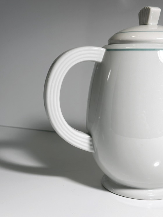 Image 1 of 1980 Art Deco Revival theepot vintage jaren 80 kan koffiepot theepot porselein wit keramiek