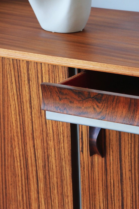 Image 1 of Zebrano Scandinavisch dressoir - Vintage jaren 60 buffet