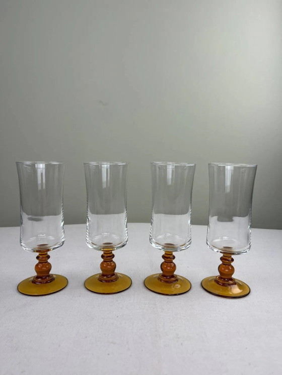 Bicchiere ambrato con stelo – Bicchieri e caraffe, Crystal, Glass, Vintage (photo 7 of 7)