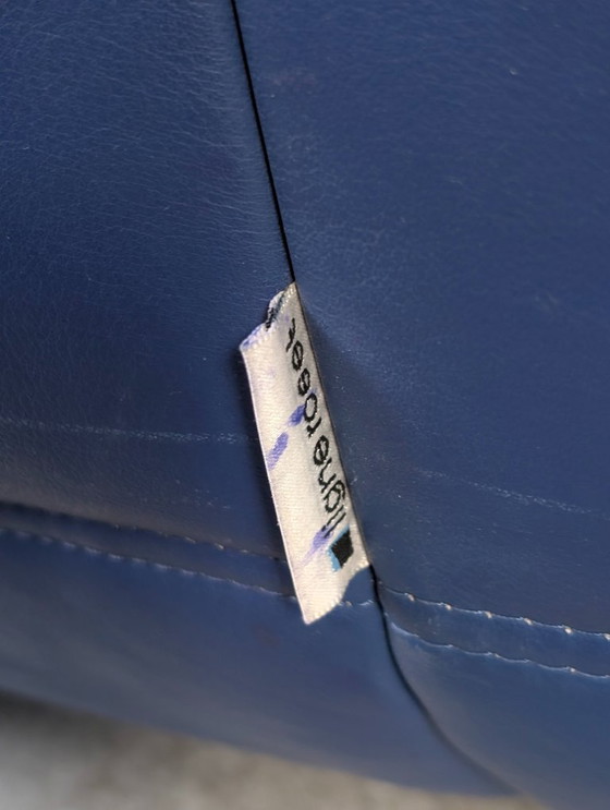 Image 1 of Michel Ducaroy Togo Loveseat in blauw leer voor Ligne Roset, Frankrijk, jaren 80