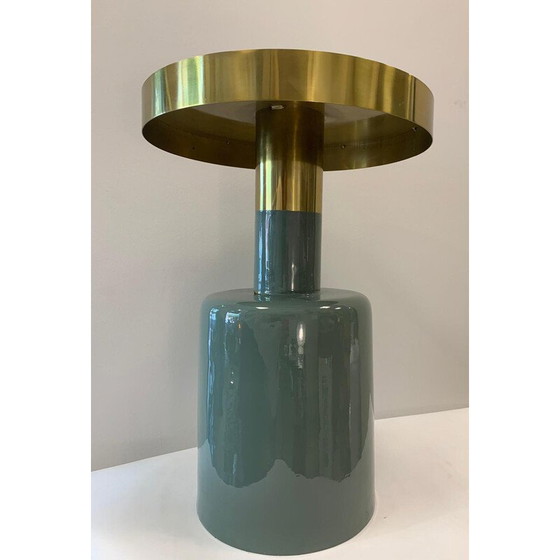 Image 1 of Vintage side table in glossy jade and gold color