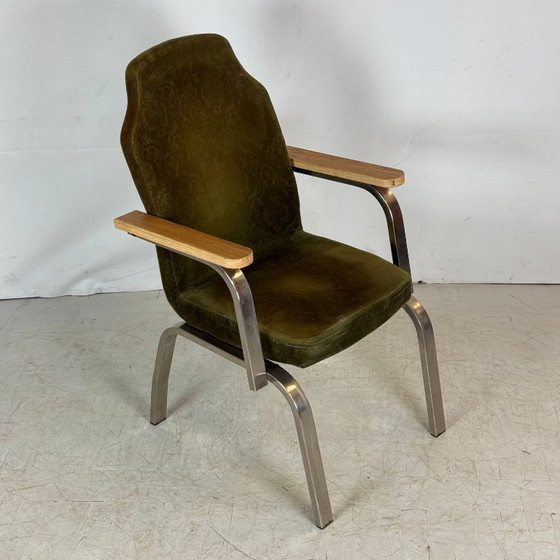 Image 1 of Brutalista Green Oak Armchair, 1960s