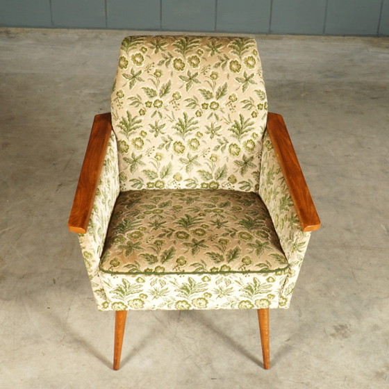 Image 1 of Vintage Club Armchairs - Velvet Leaf Motif - 1960s